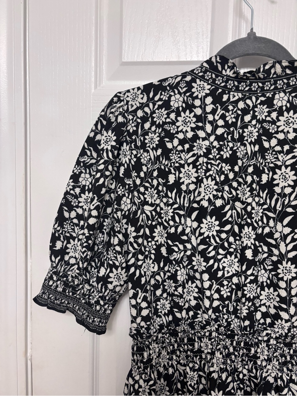 Max Studio Black & White Floral Smocked Maxi Dress - Picture 11 of 15